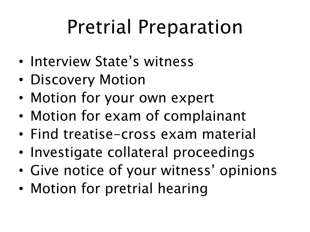 pretrial preparation