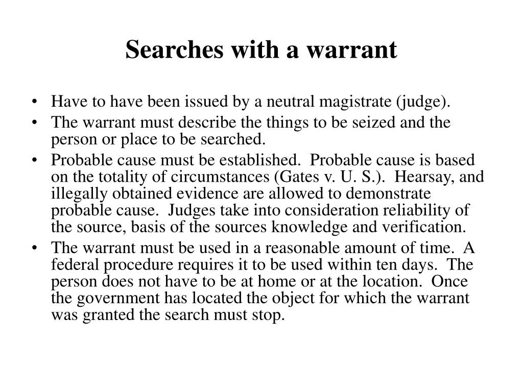 searches with a warrant