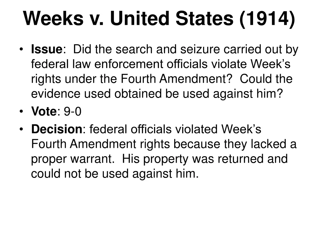 weeks v united states 1914