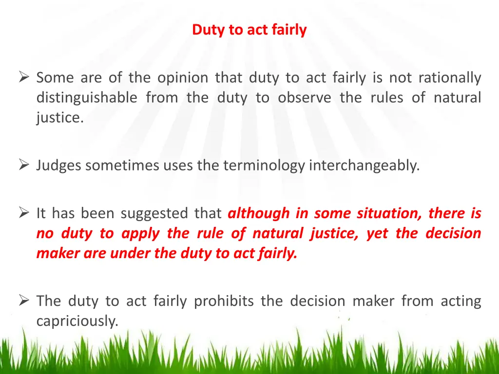 duty to act fairly