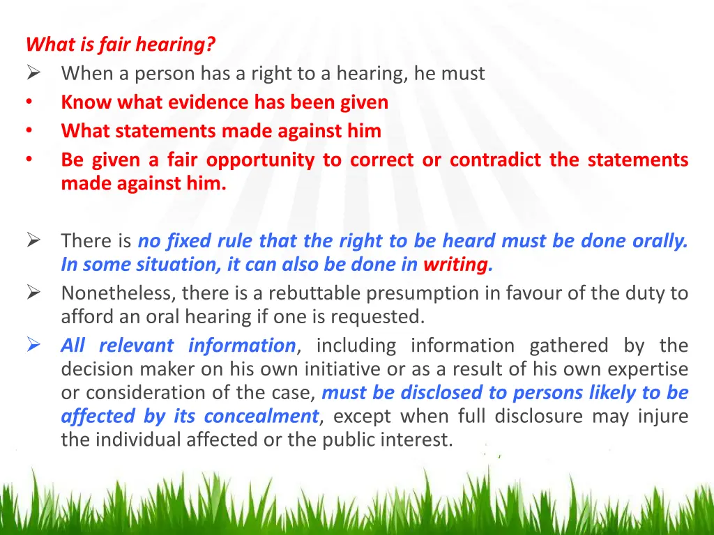 what is fair hearing when a person has a right