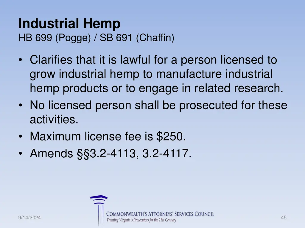 industrial hemp hb 699 pogge sb 691 chaffin