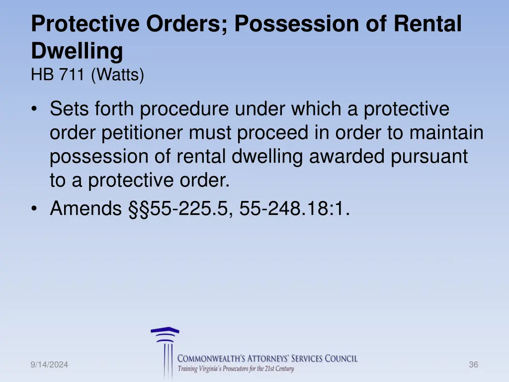 protective orders possession of rental dwelling