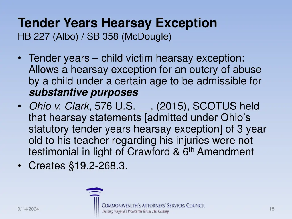 tender years hearsay exception hb 227 albo