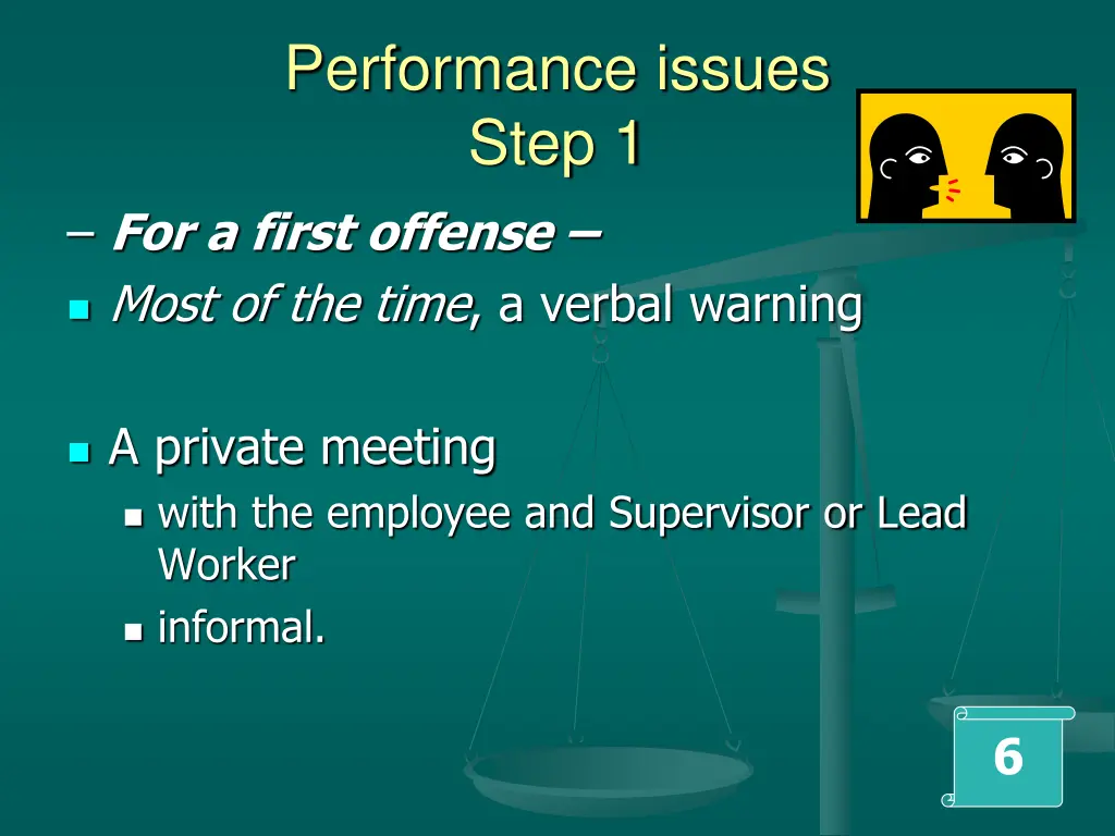 performance issues step 1 for a first offense