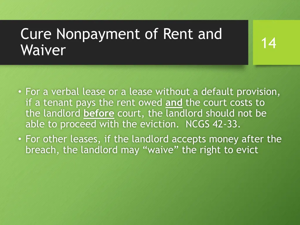 cure nonpayment of rent and waiver