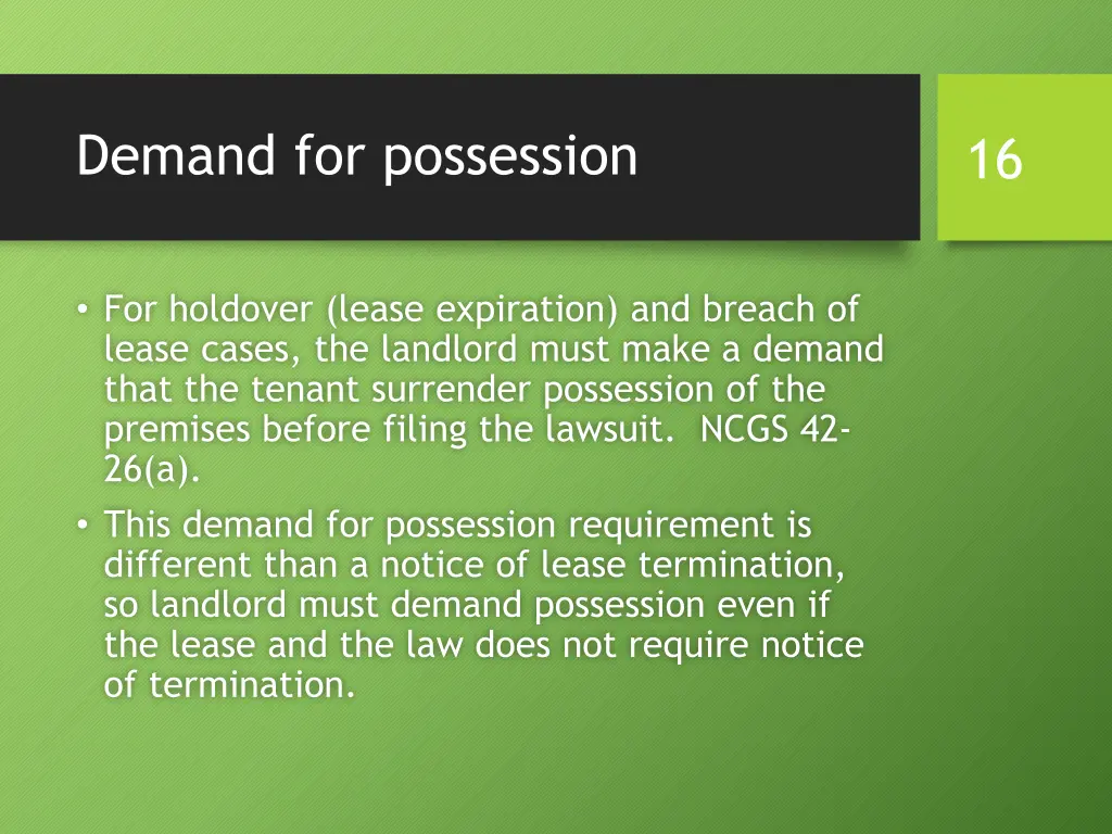 demand for possession