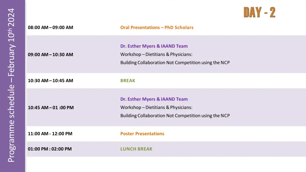 programme schedule february 10 th 2024