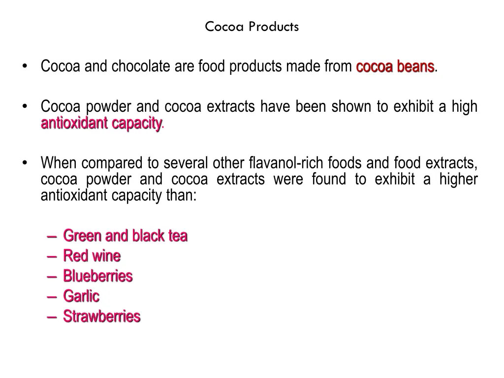 cocoa products