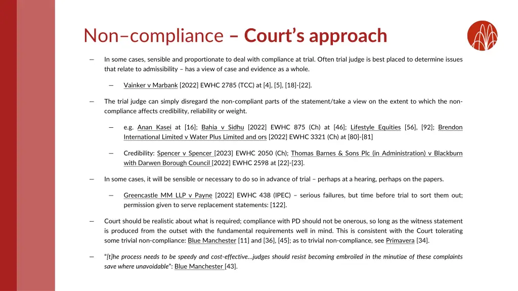 non compliance court s approach