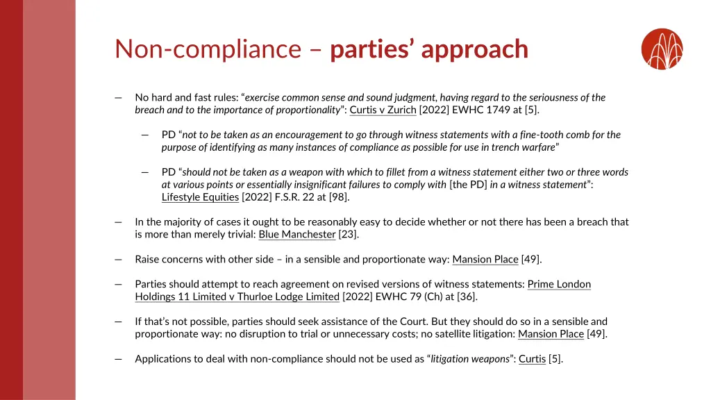 non compliance parties approach