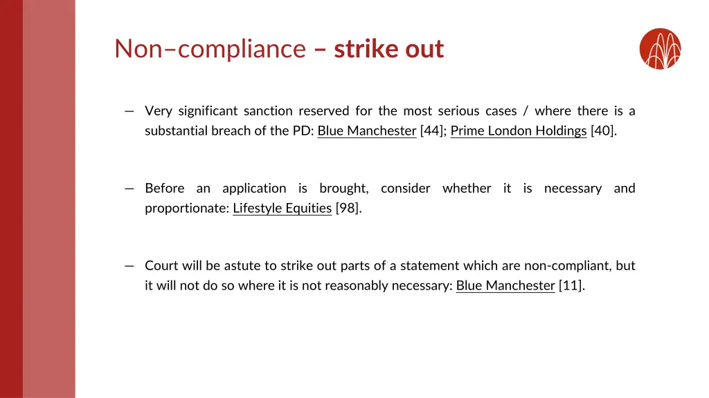 non compliance strike out