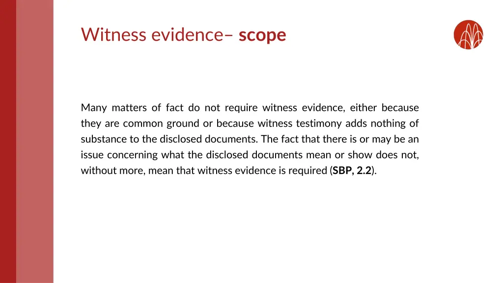 witness evidence scope