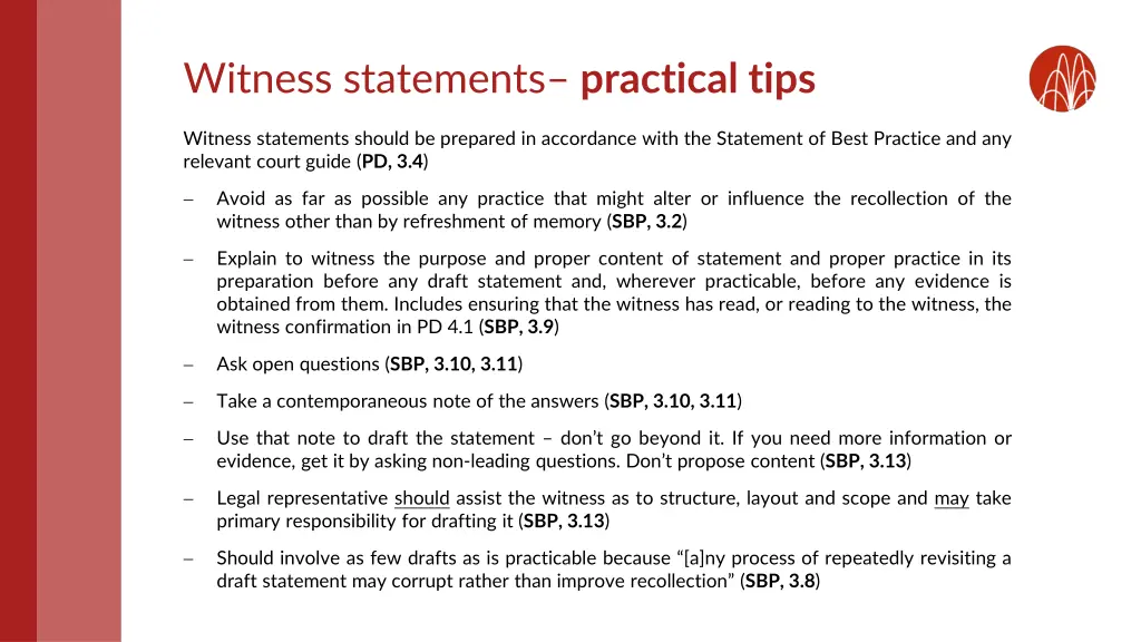 witness statements practical tips