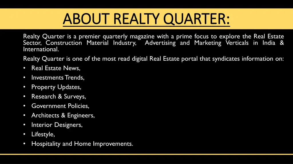 about realty quarter about realty quarter