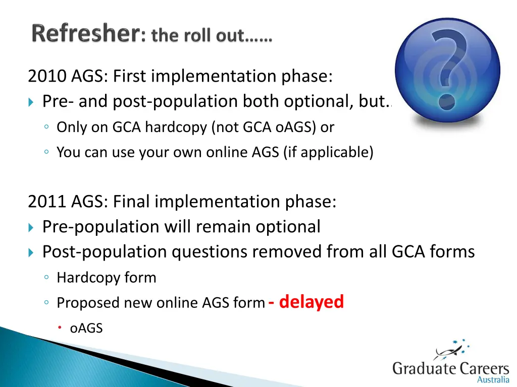 2010 ags first implementation phase pre and post