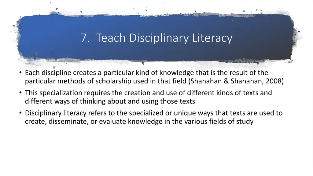 7 teach disciplinary literacy