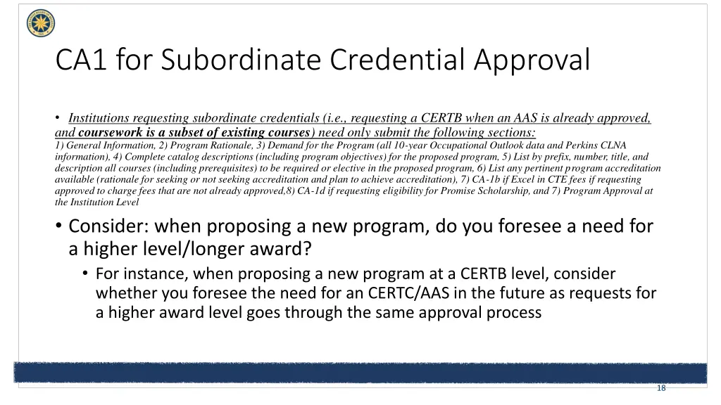 ca1 for subordinate credential approval