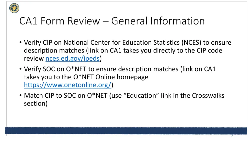 ca1 form review general information