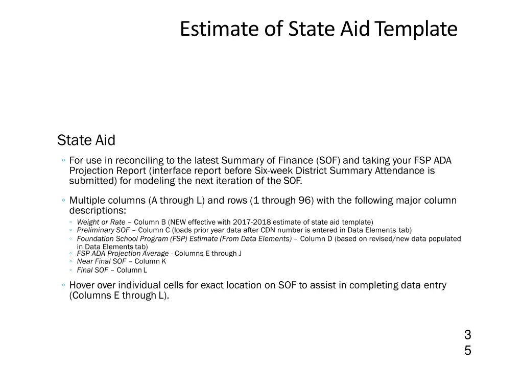 estimate of state aid template 5