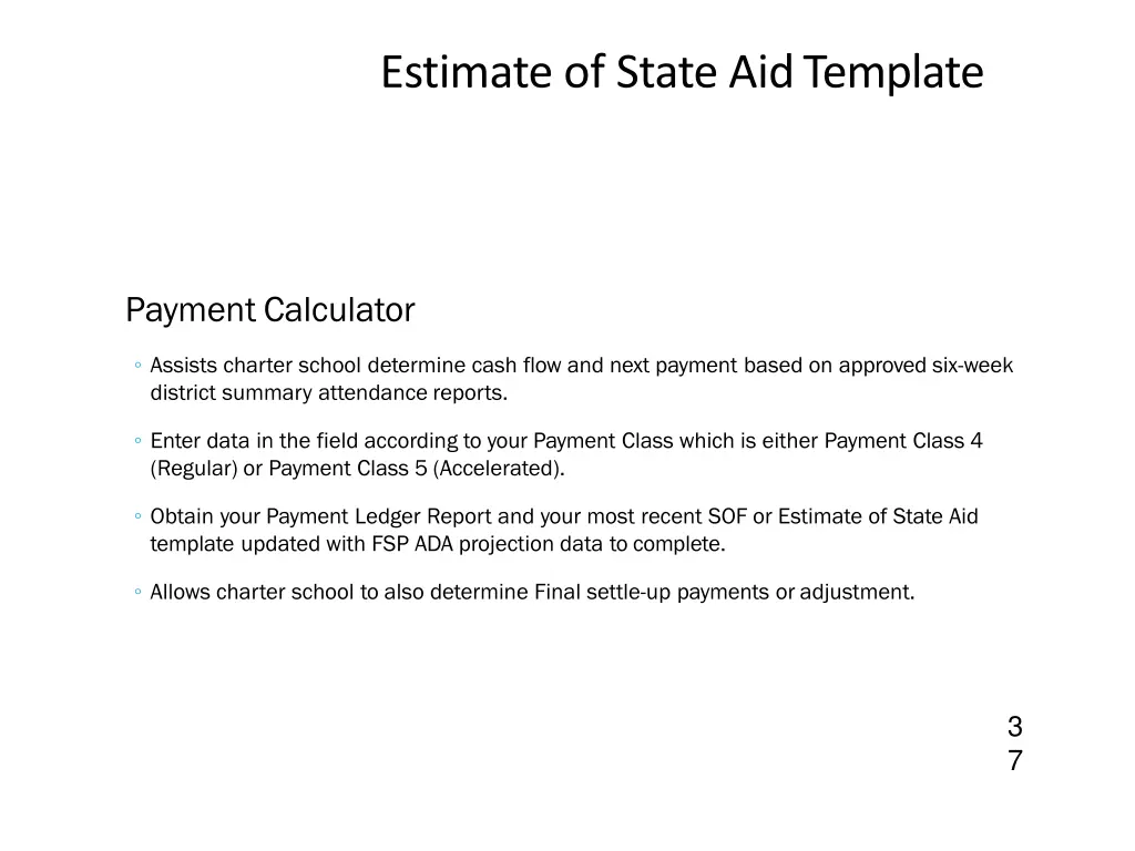 estimate of state aid template 7