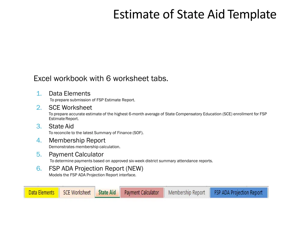 estimate of state aid template