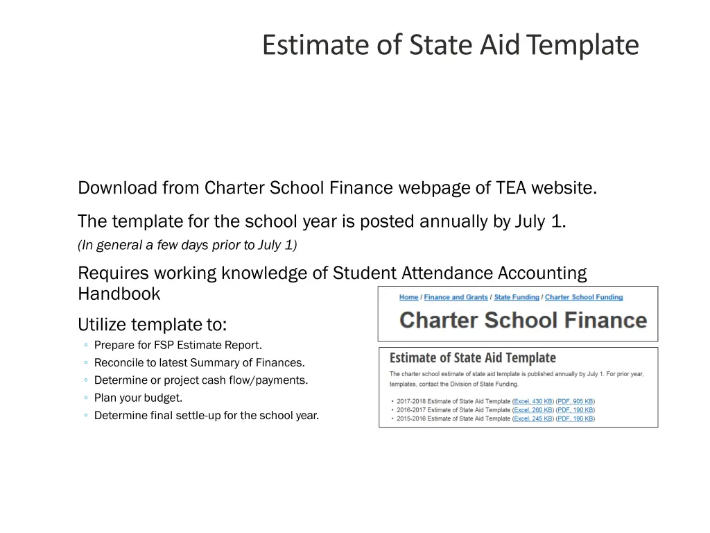 estimate of state aidtemplate