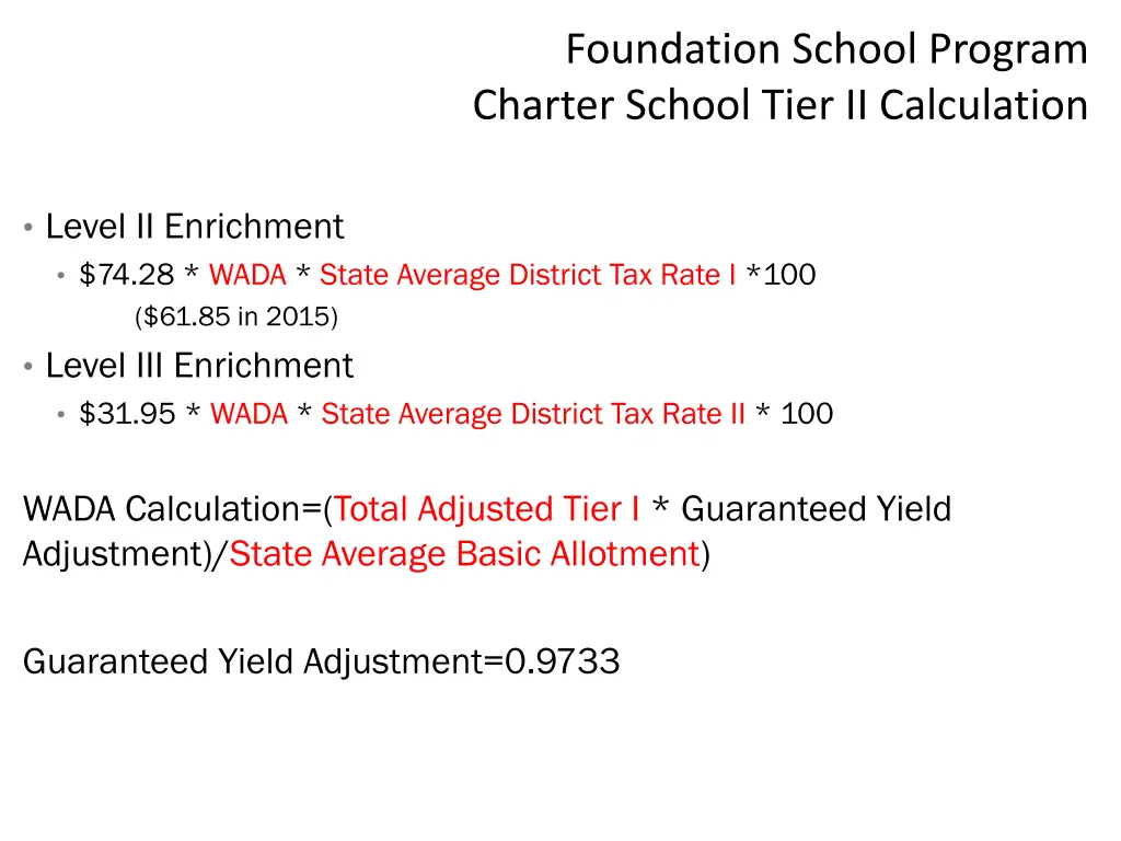 foundation school program charter school tier