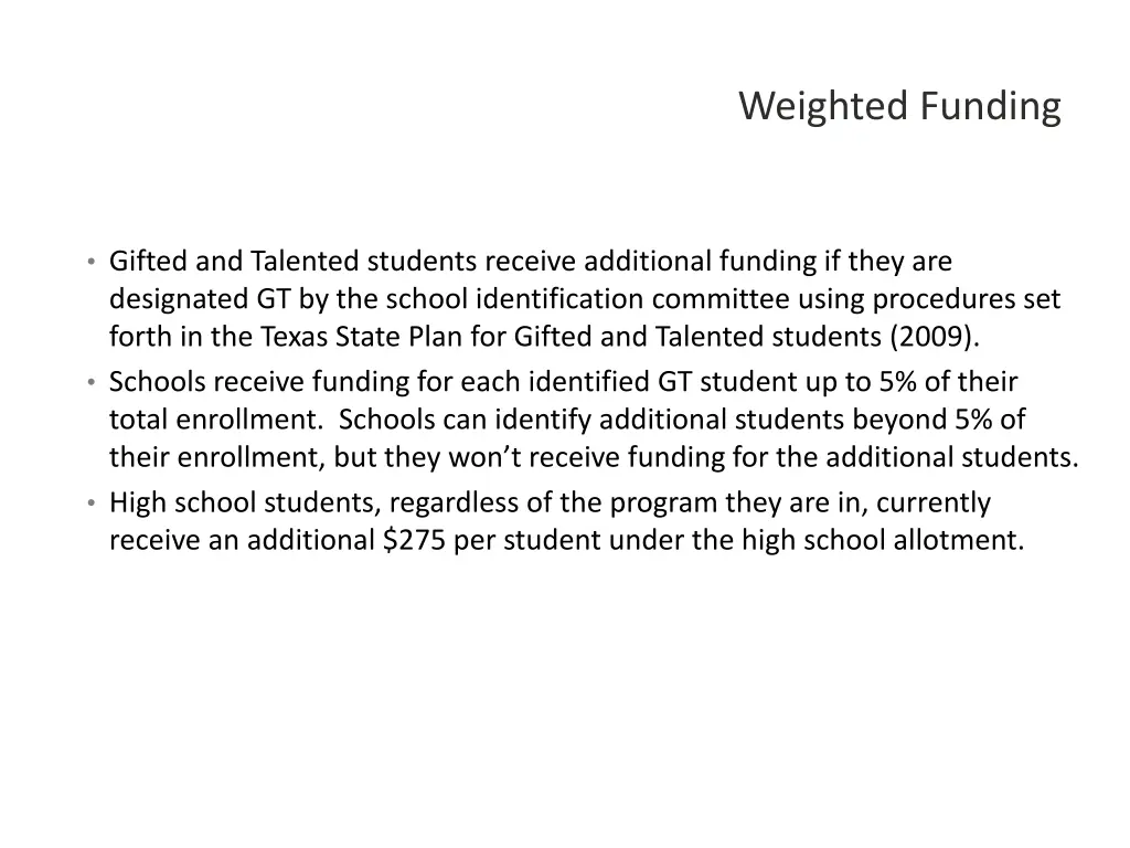 weighted funding 5