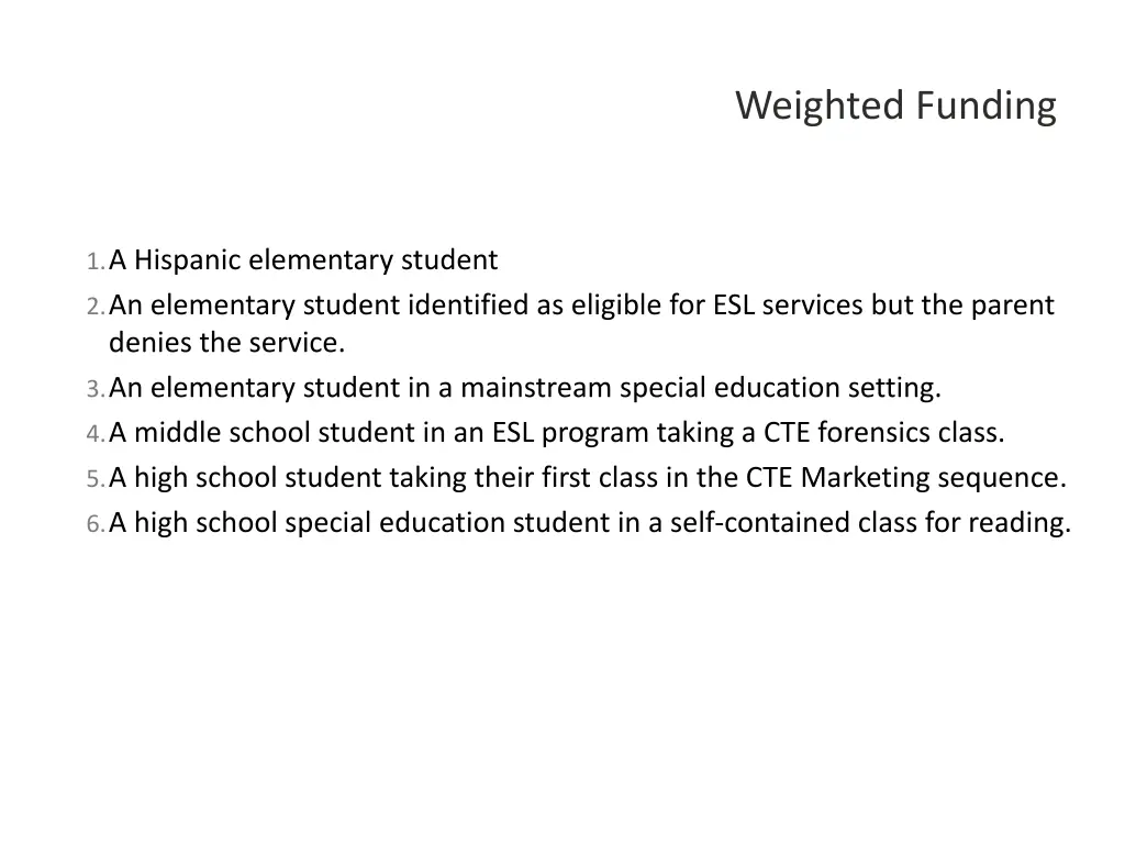 weighted funding 7