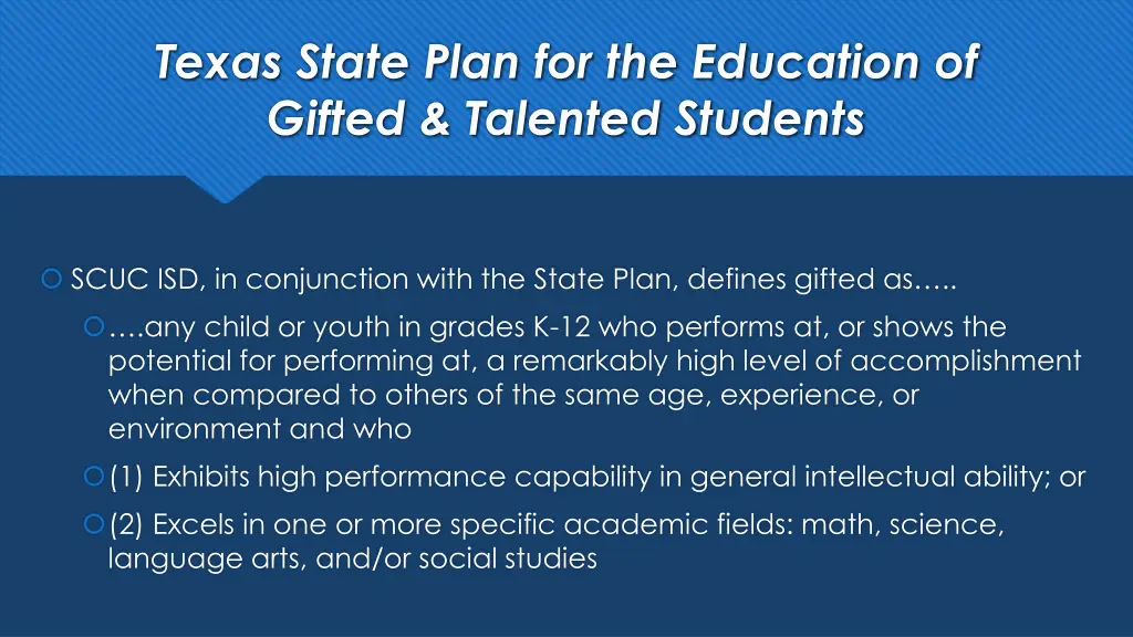 texas state plan for the education of gifted