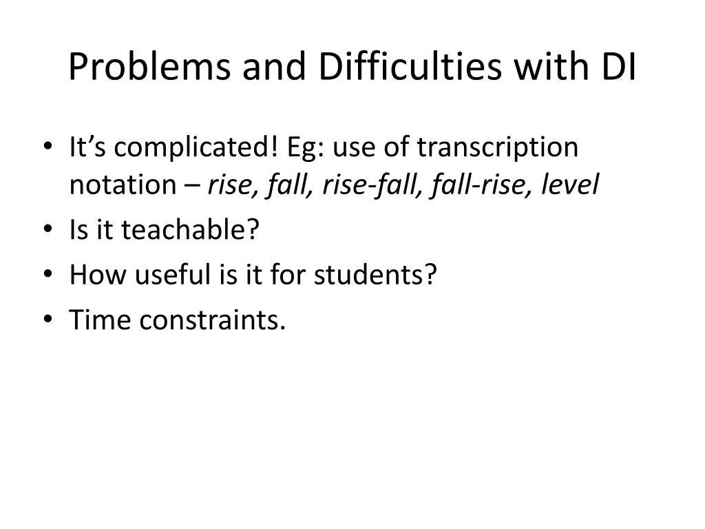 problems and difficulties with di