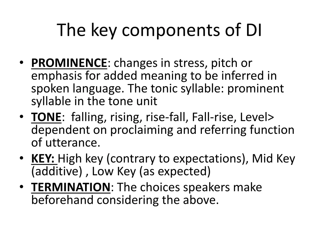 the key components of di