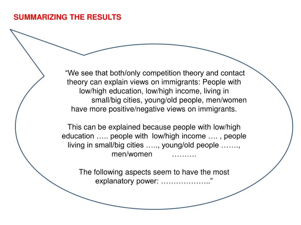 summarizing the results