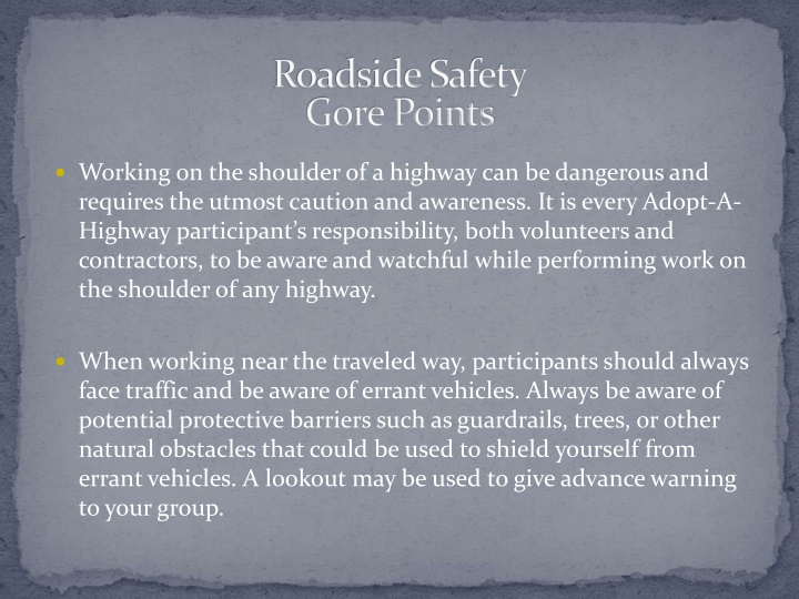 roadside safety gore points