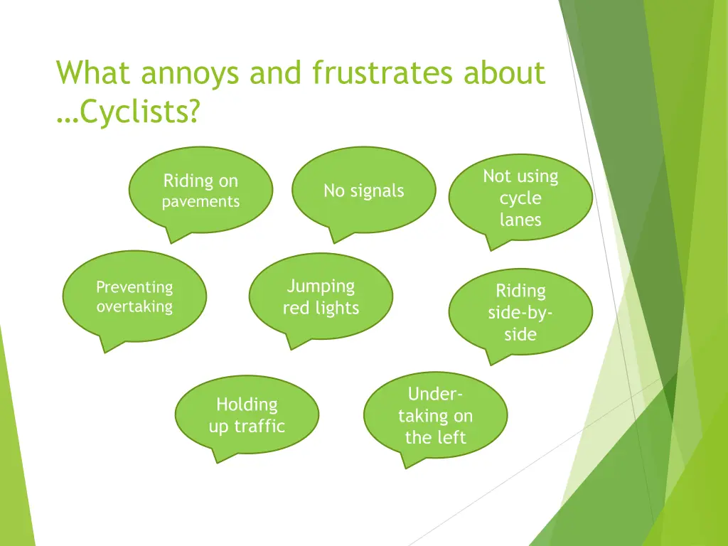 what annoys and frustrates about cyclists