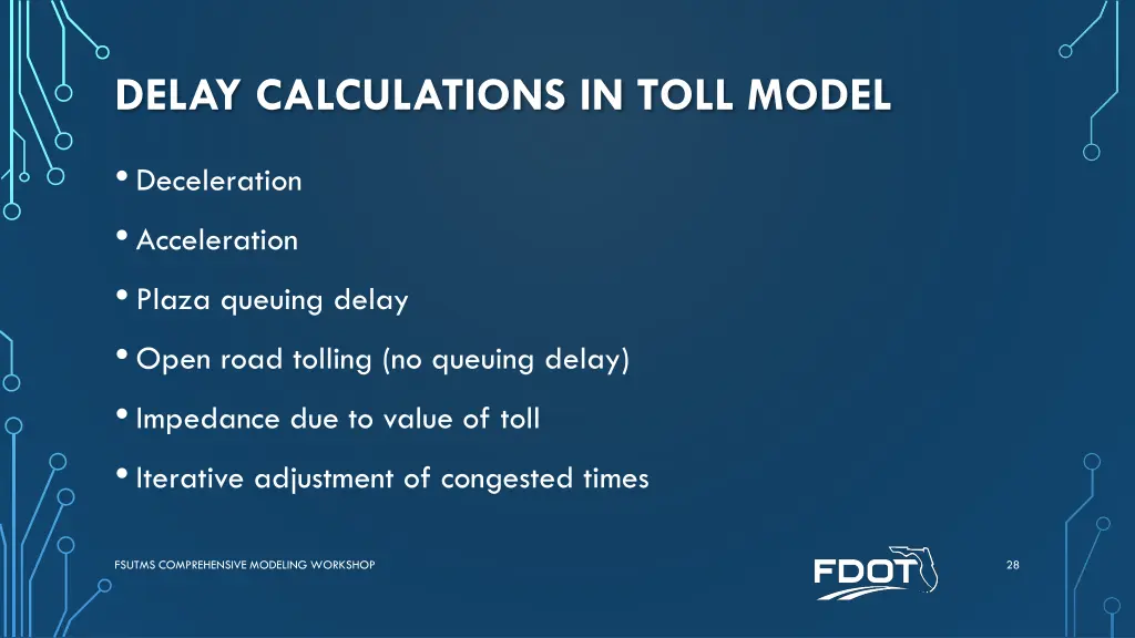 delay calculations in toll model