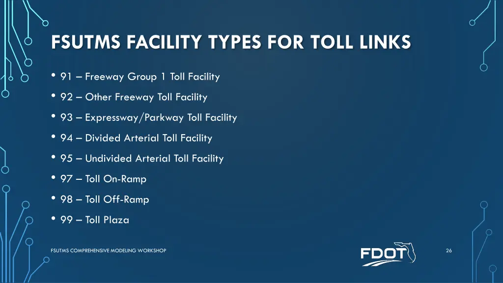 fsutms facility types for toll links