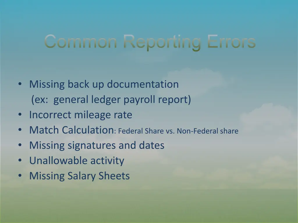 common reporting errors