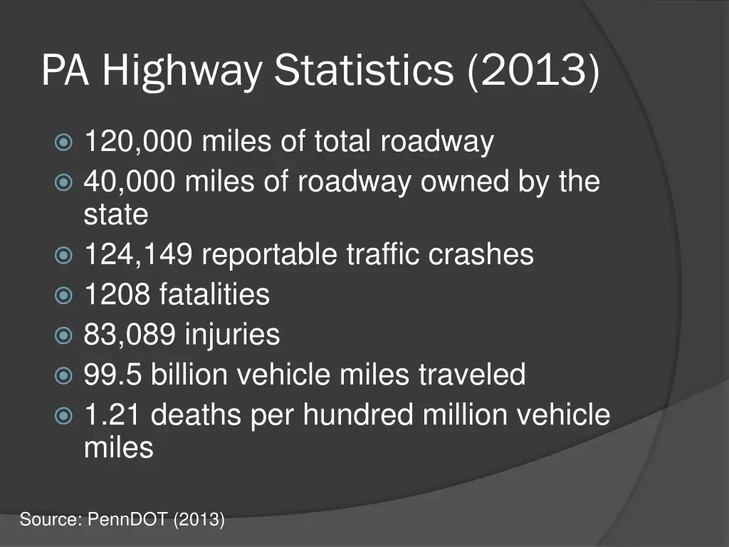 pa highway statistics 2013