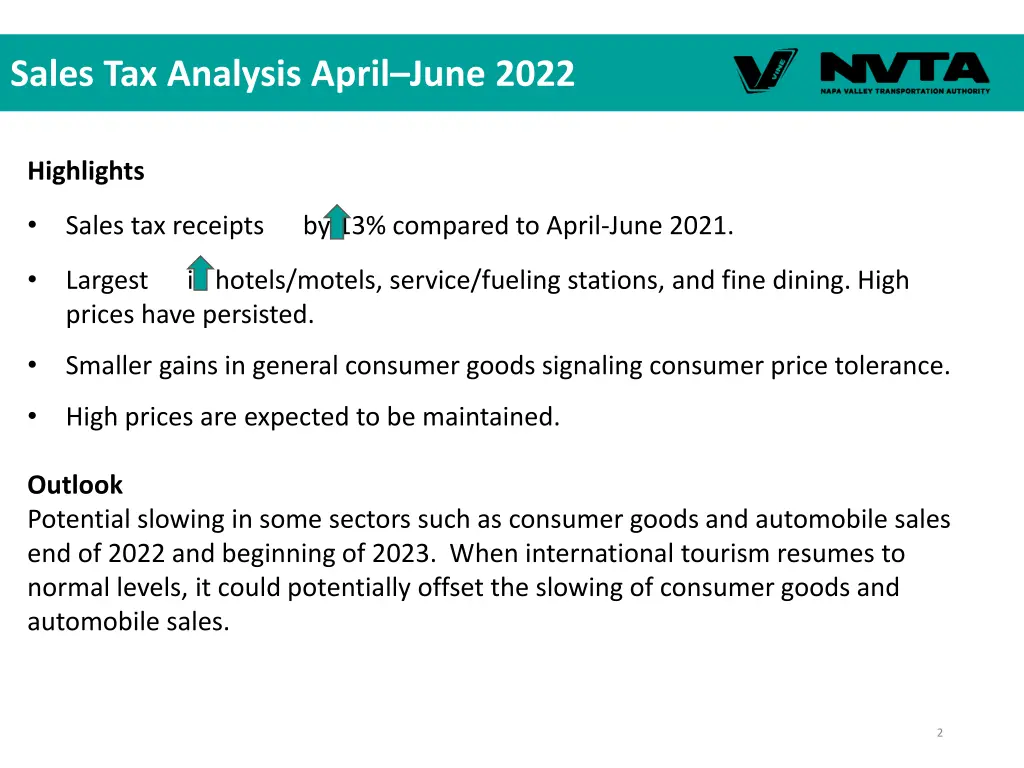 sales tax analysis april june 2022