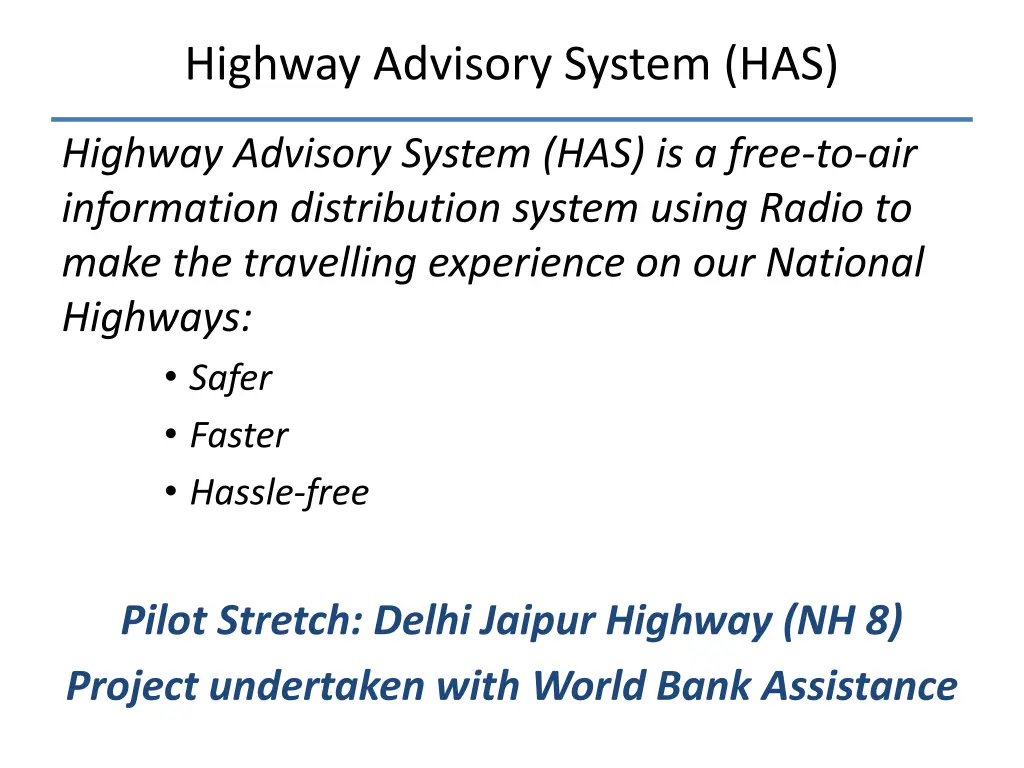 highway advisory system has 1