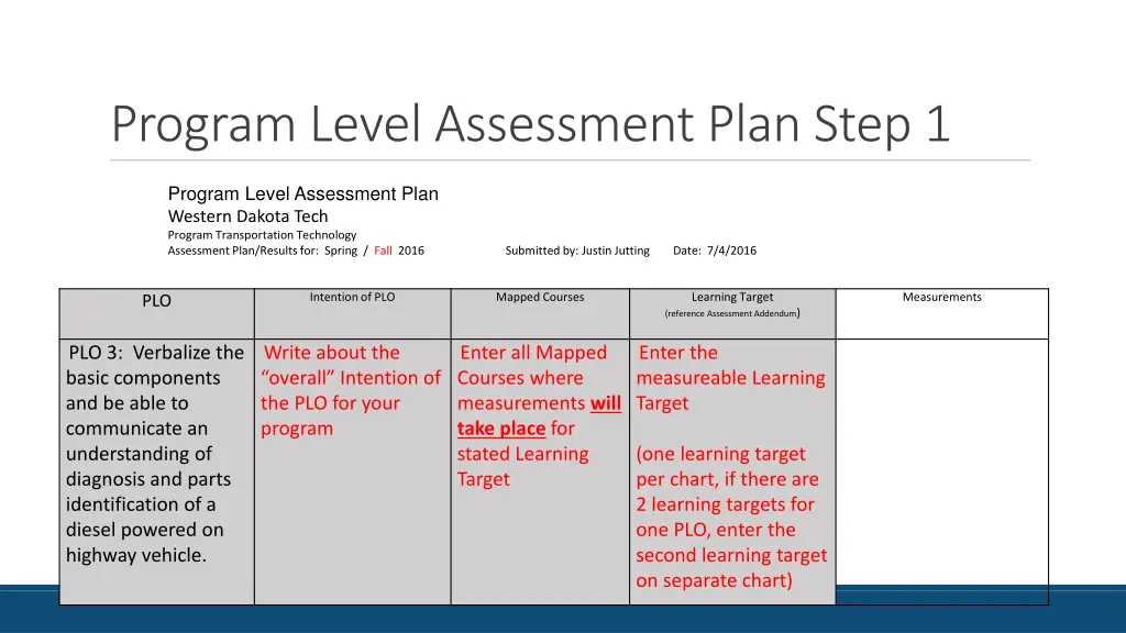 program level assessment plan step 1 1