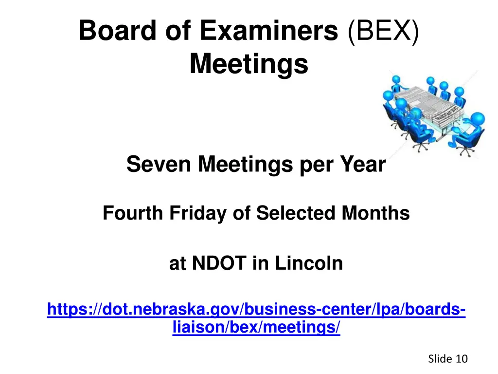 board of examiners bex meetings