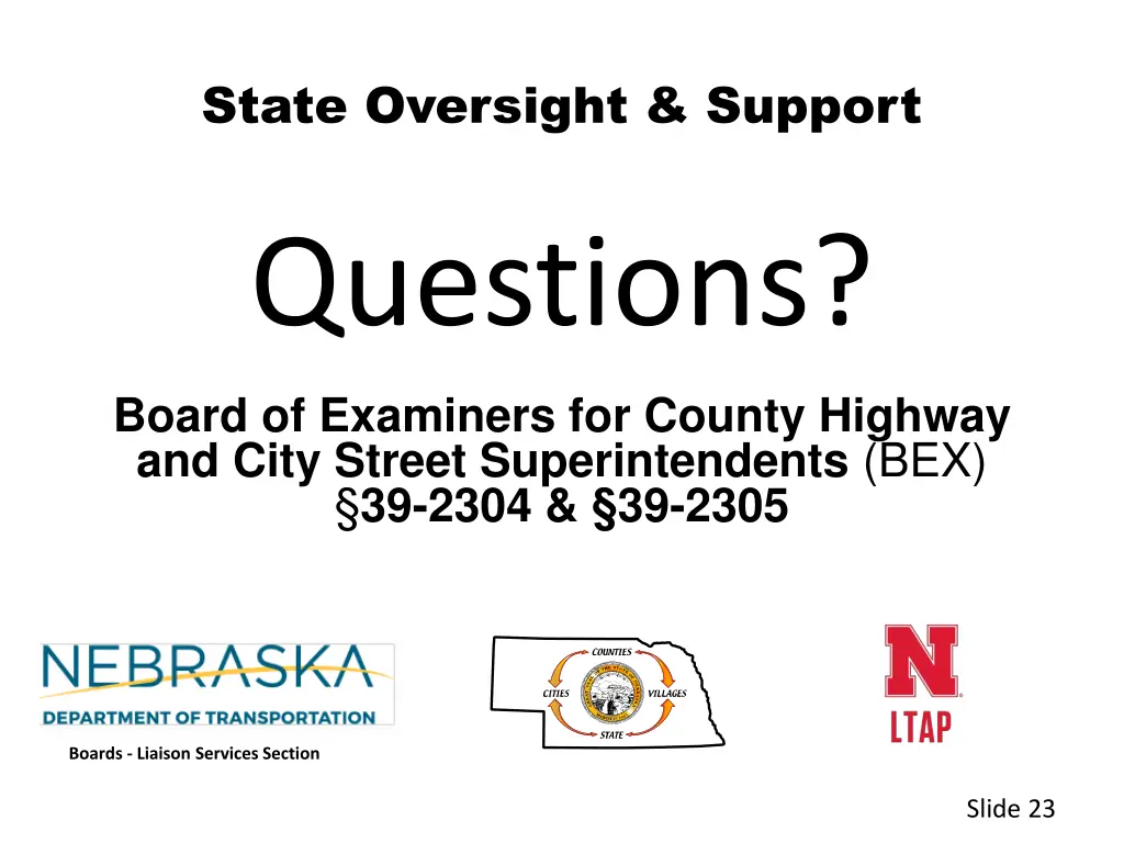 state oversight support