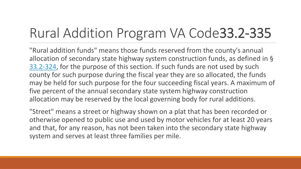 rural addition program va code33 2