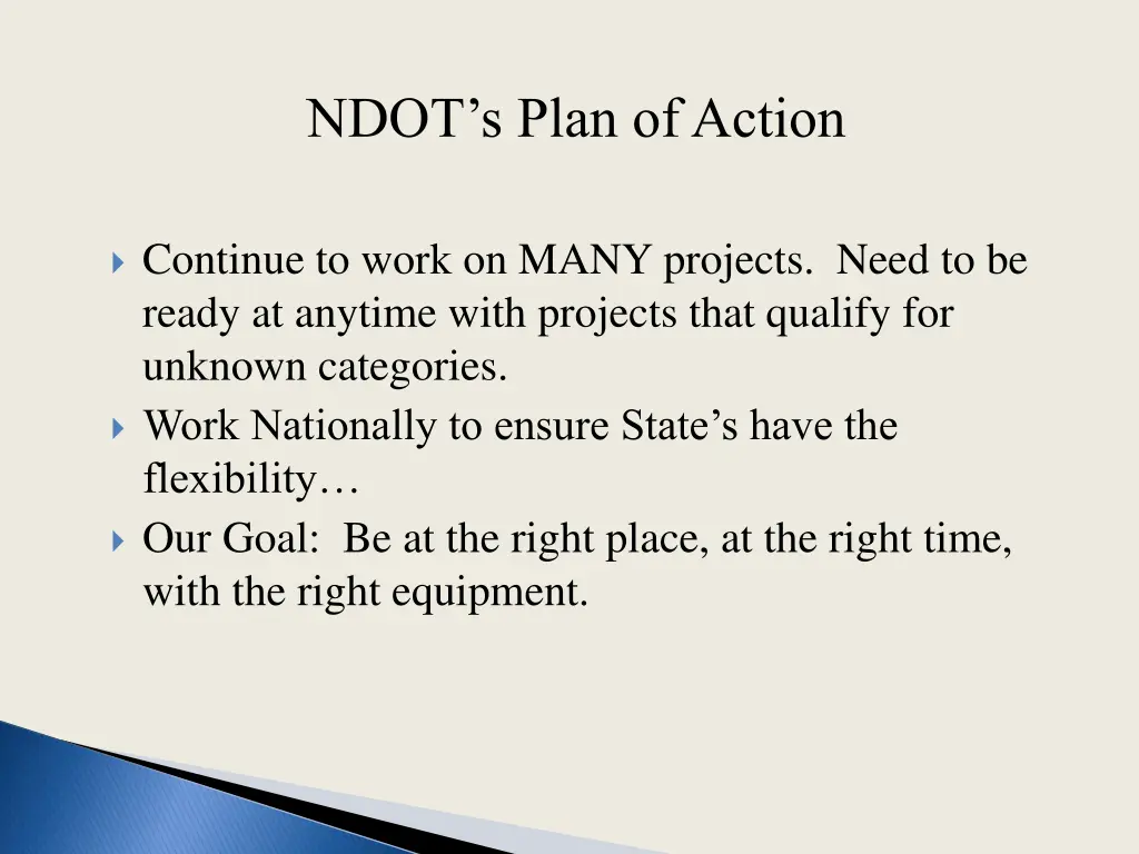 ndot s plan of action