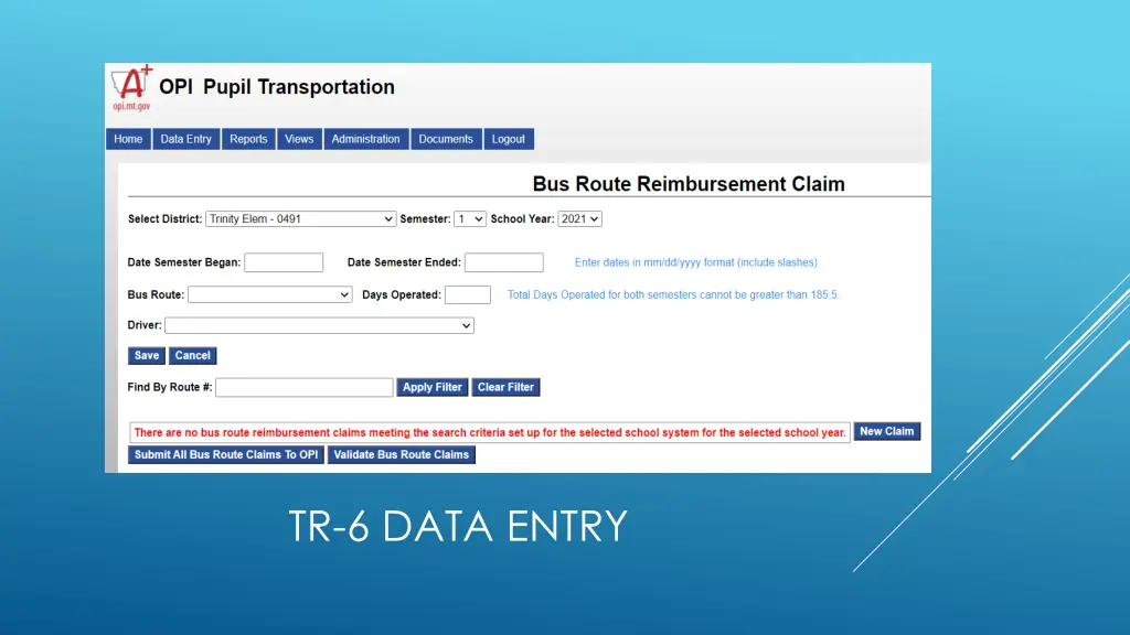 tr 6 data entry