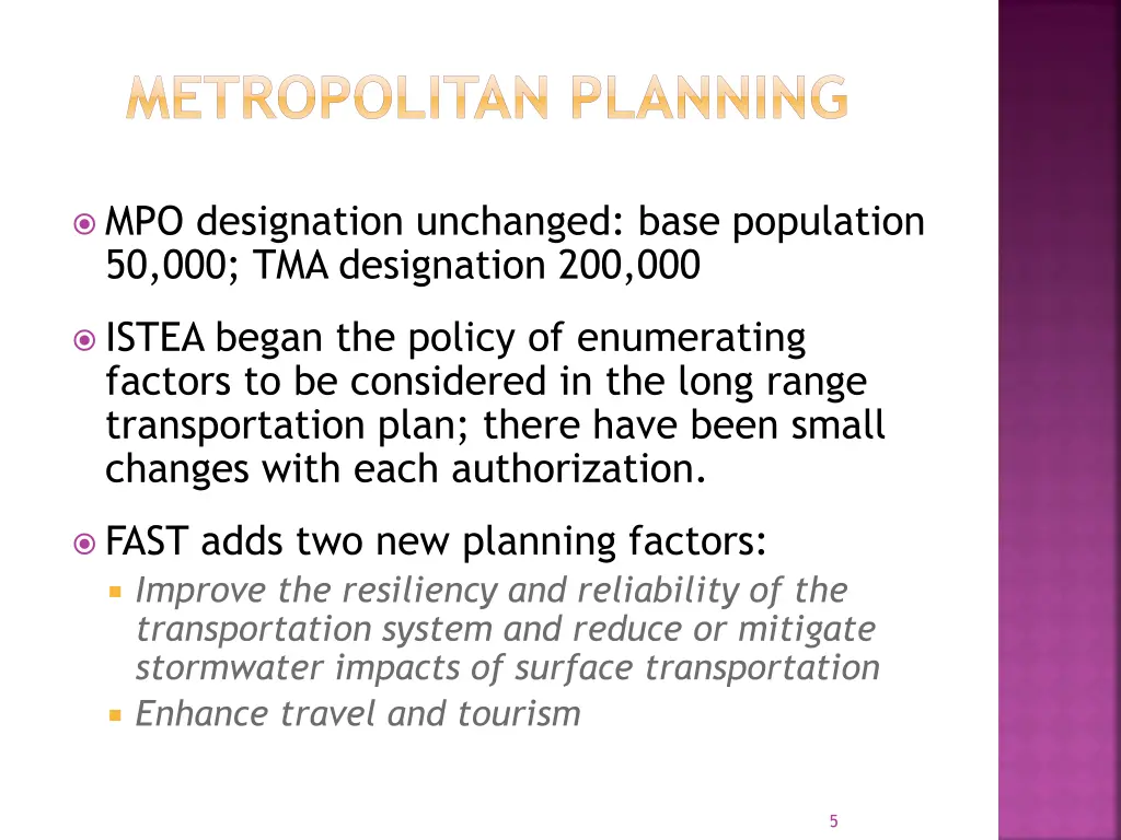 metropolitan planning