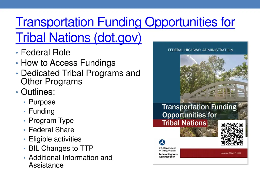 transportation funding opportunities for tribal